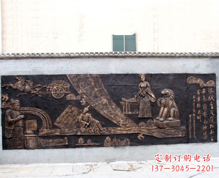 泸州“汉代重气质，牡丹留正色”中国传统文化浮雕壁画，玻璃钢仿铜园林墙壁装饰壁画