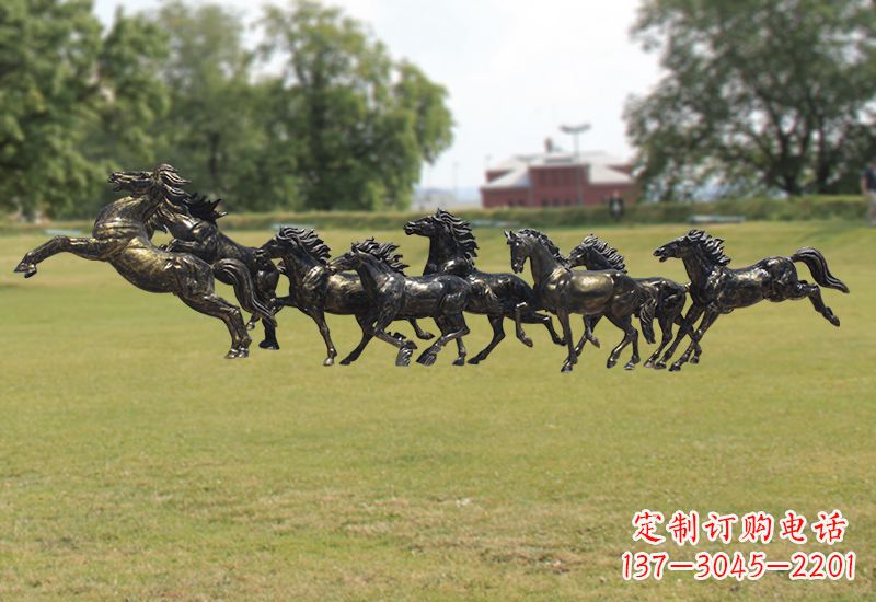 泸州八骏图八匹马群铜雕