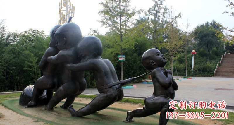 泸州拔萝卜的小孩街边景观铜雕