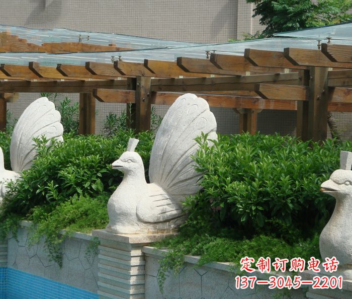泸州别墅景观孔雀喷泉石雕