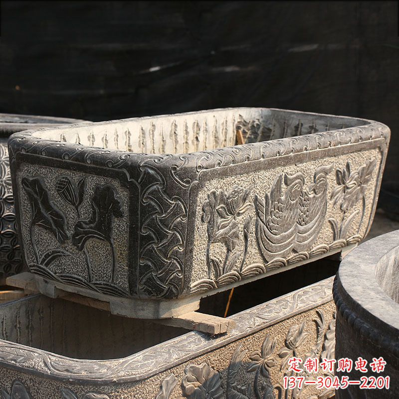 泸州别墅石雕槽水缸