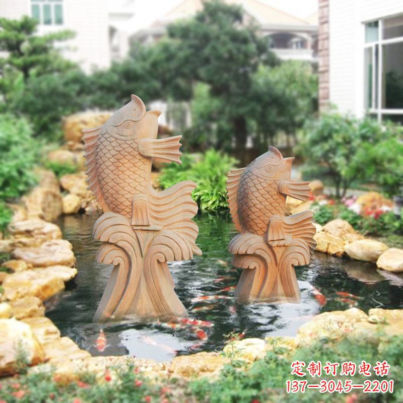泸州别墅庭院吉祥招财石雕鱼喷泉雕塑