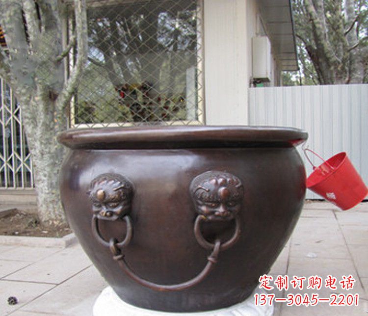 泸州招财进宝水缸铜雕塑摆件