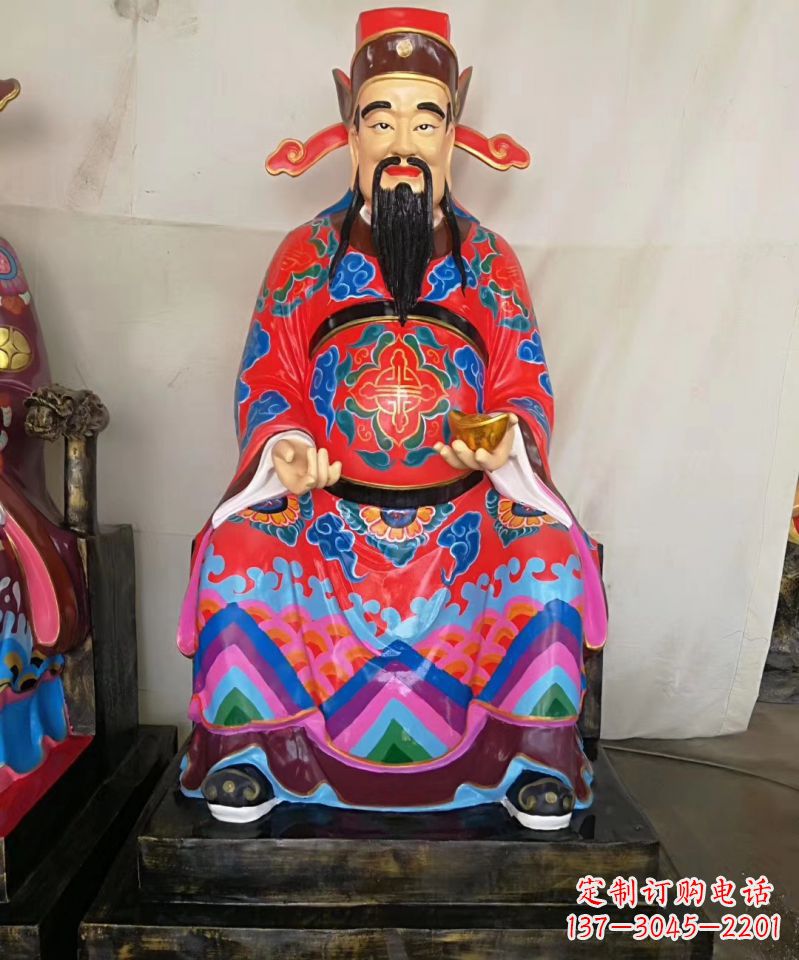 泸州玻璃钢彩绘文财神神像雕塑