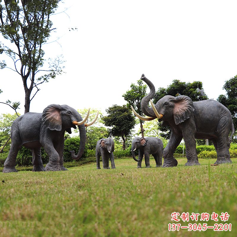 泸州玻璃钢大象雕塑传承古老文化,点缀园林景观