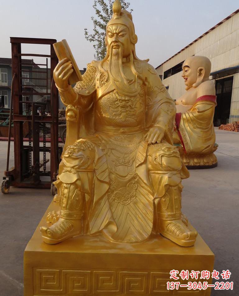 泸州玻璃钢仿铜关公雕塑——传承春秋精神