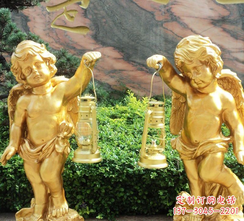泸州玻璃钢仿铜小天使路灯陪伴你安全回家
