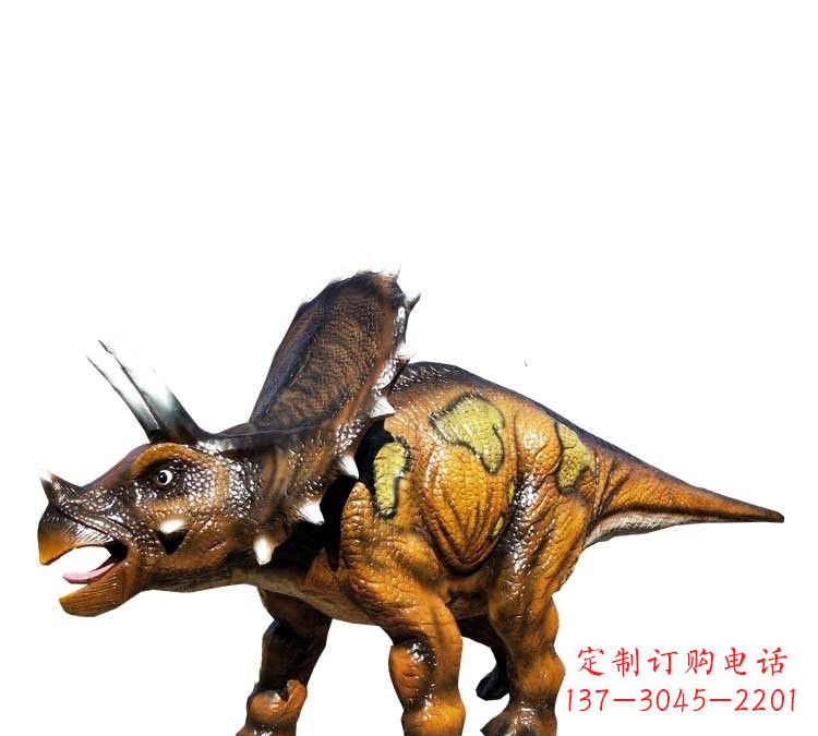 泸州玻璃钢仿真恐龙三角龙雕塑——古老动物的最佳再现
