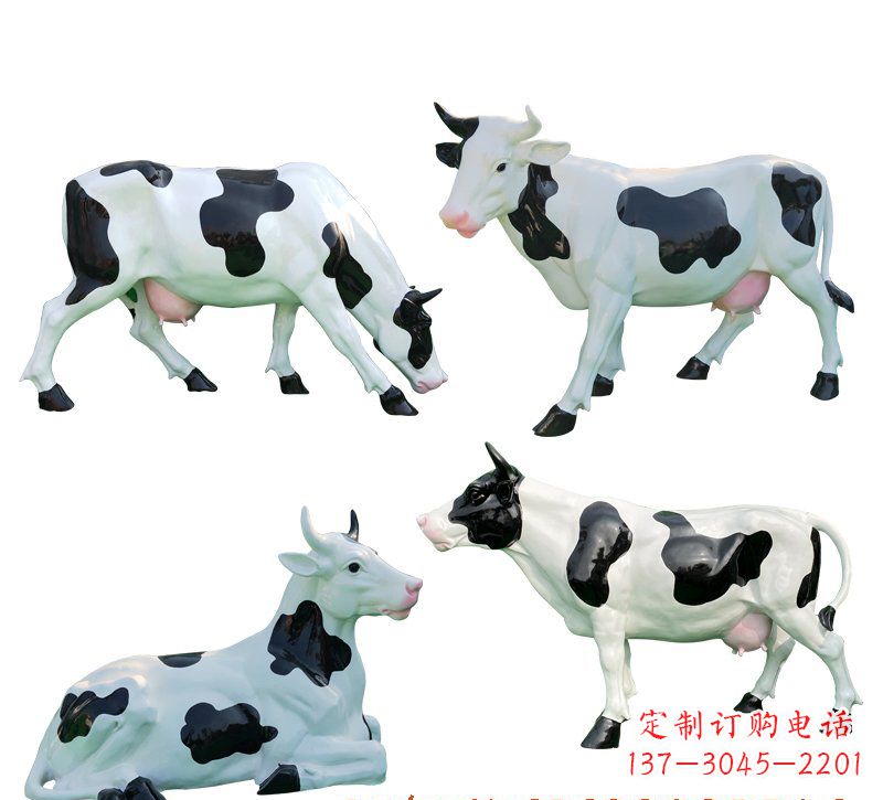 泸州玻璃钢仿真奶牛雕塑精美的艺术品