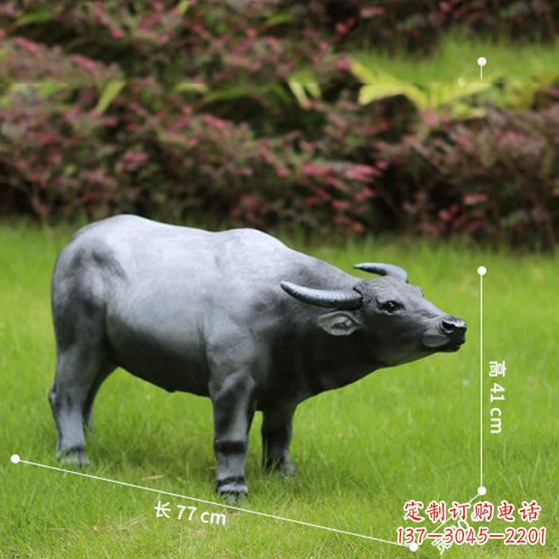 泸州玻璃钢仿真水牛雕塑——点缀公园草坪