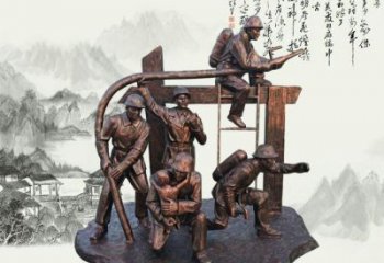 泸州玻璃钢仿铜消防员雕塑传承英雄豪情