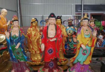泸州玻璃钢佛像彩绘西方三圣雕塑