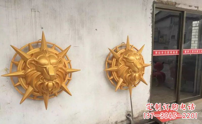 泸州玻璃钢狮子头雕塑——精美景观装置
