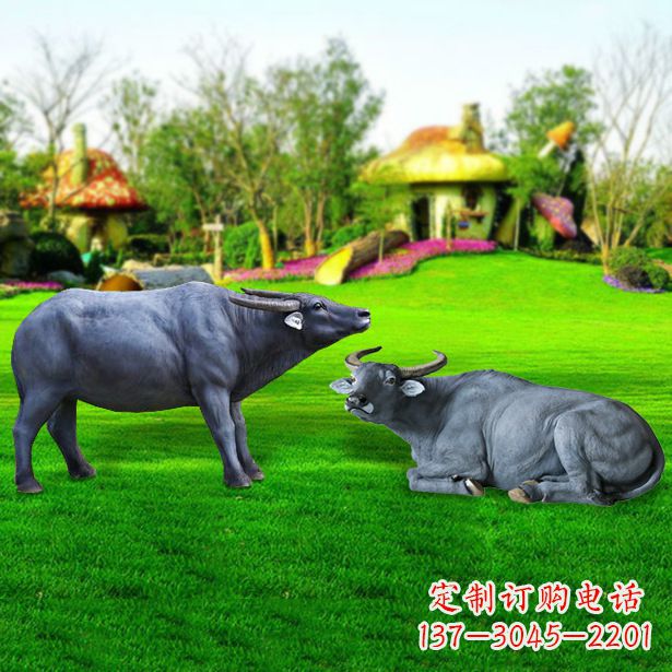 泸州玻璃钢水牛雕塑,复古农家院情怀