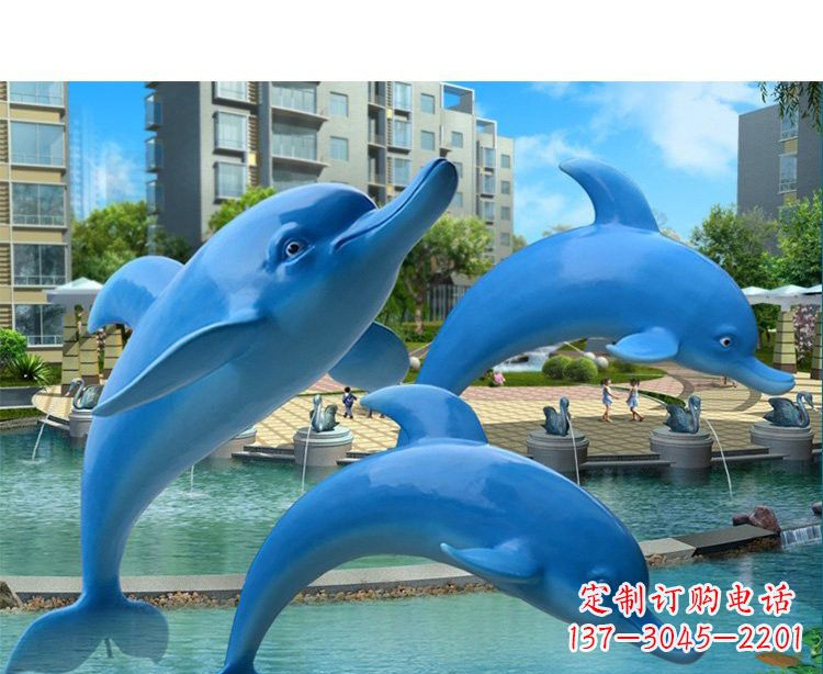 泸州玻璃钢海豚雕塑灵动而美丽