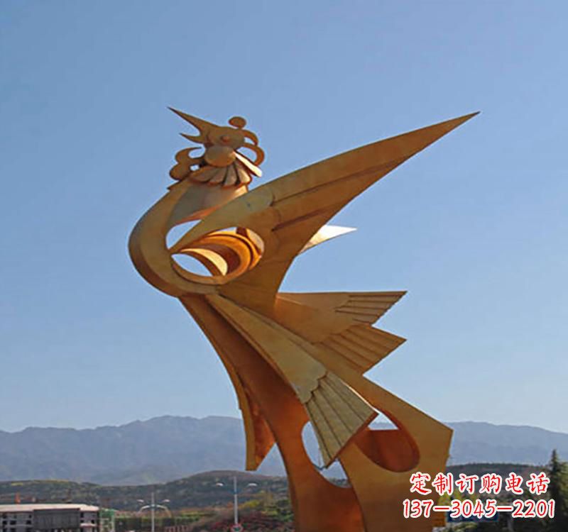泸州不锈钢凤凰雕塑传承瑞雪兆丰年
