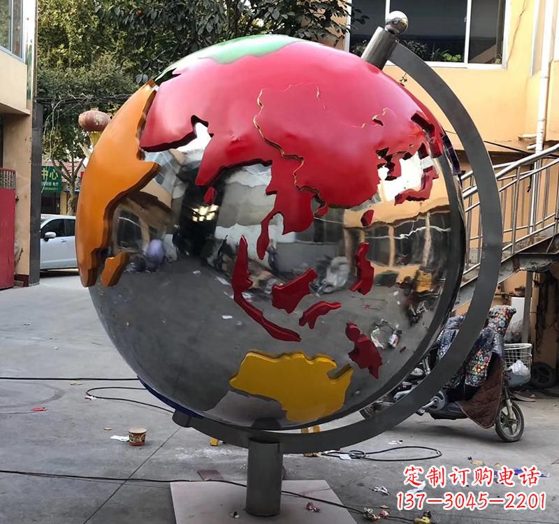 泸州不锈钢彩绘地球仪雕塑