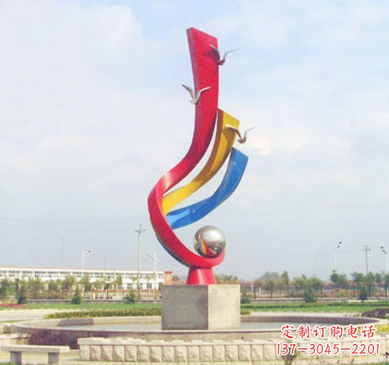 泸州不锈钢彩色海鸥海浪雕塑——美丽传承