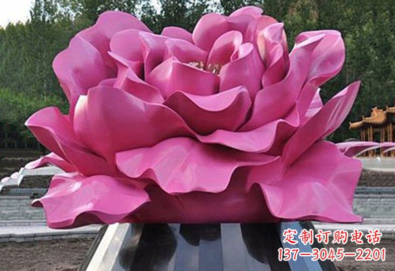 泸州不锈钢彩色牡丹花雕塑美丽的艺术品