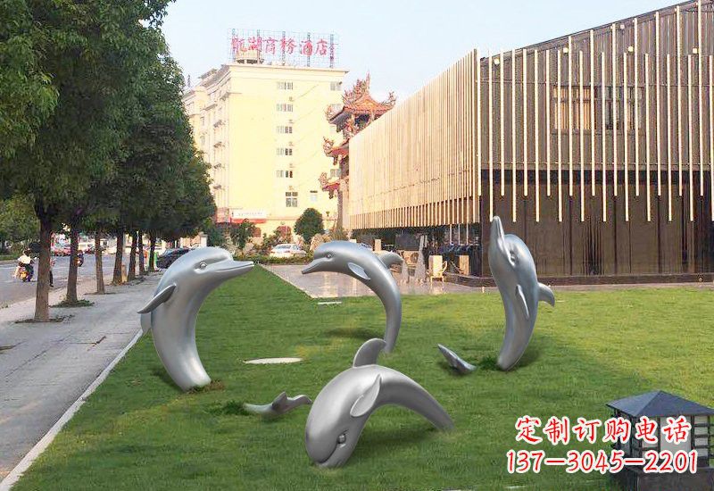 泸州不锈钢海豚雕塑艺术与环保的完美结合