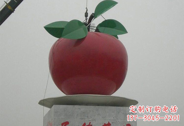 泸州不锈钢城市大型苹果雕塑象征着城市繁荣