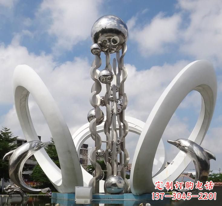 泸州不锈钢城市艺术海豚雕塑美丽的海洋守护者