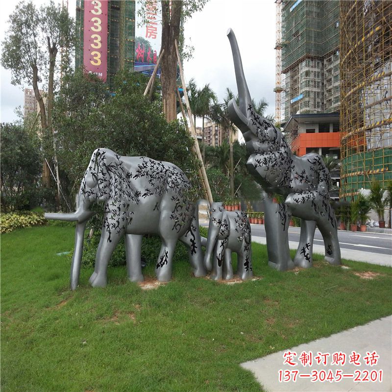 泸州不锈钢大象雕塑小区园林的精美装饰