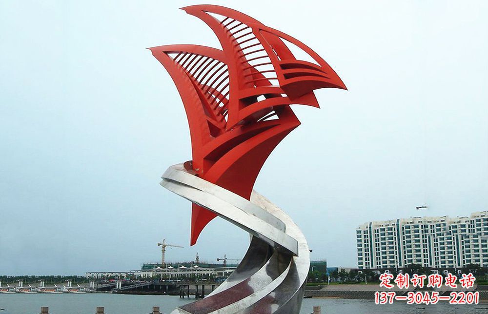 泸州海洋之舟——不锈钢抽象帆船海边景观雕塑