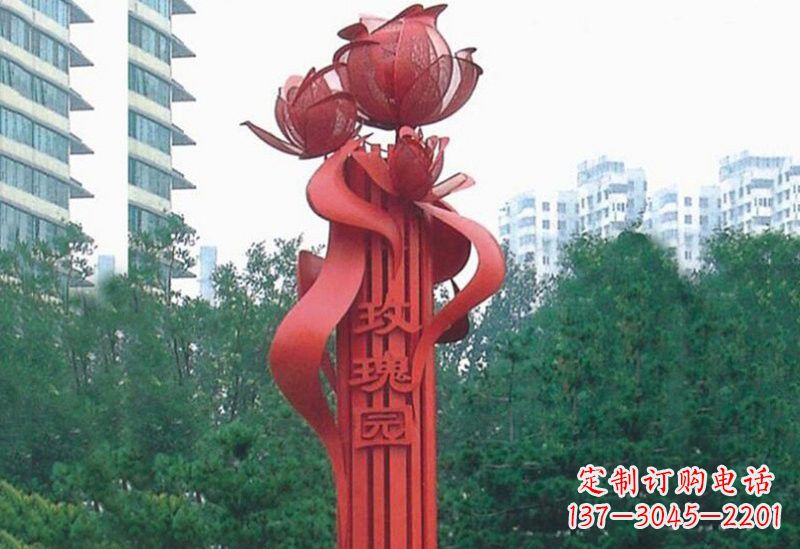 泸州不锈钢玫瑰雕塑精美而优雅