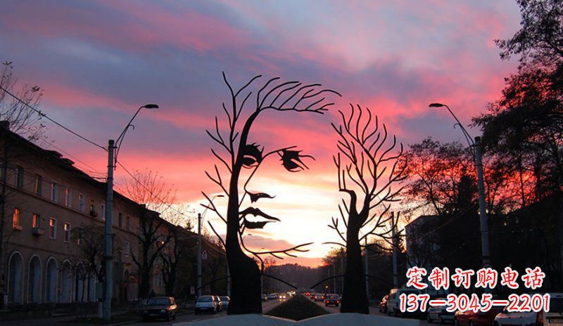 泸州不锈钢人头雕塑点缀街边景观