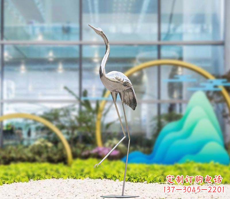 泸州不锈钢仙鹤雕塑传承中国古典文化