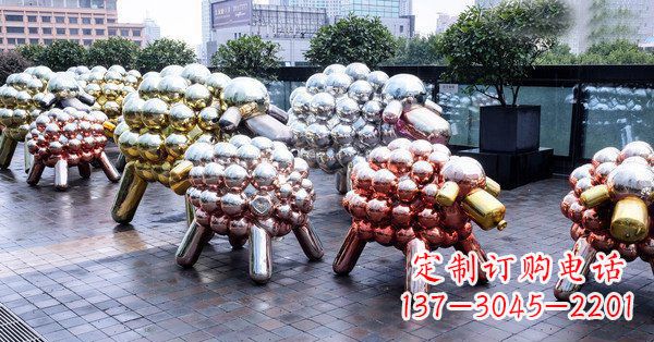 泸州不锈钢动物雕塑——小羊肖恩动物广场