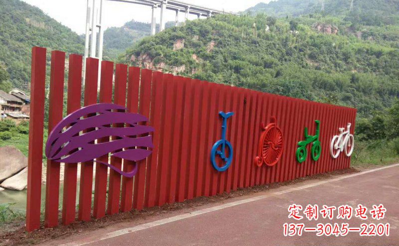泸州不锈钢自行车雕塑点缀公园景观