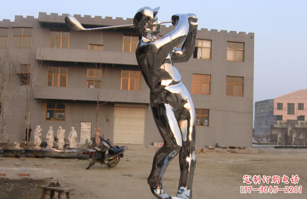 泸州不锈钢打高尔夫球广场雕塑