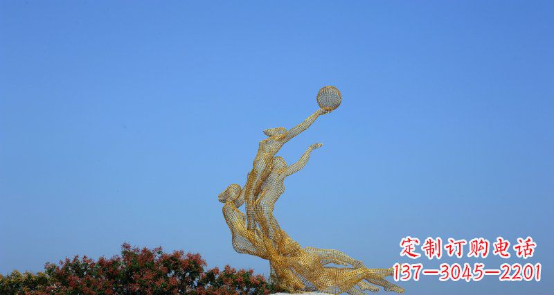 泸州不锈钢打篮球的女孩公园景观雕塑