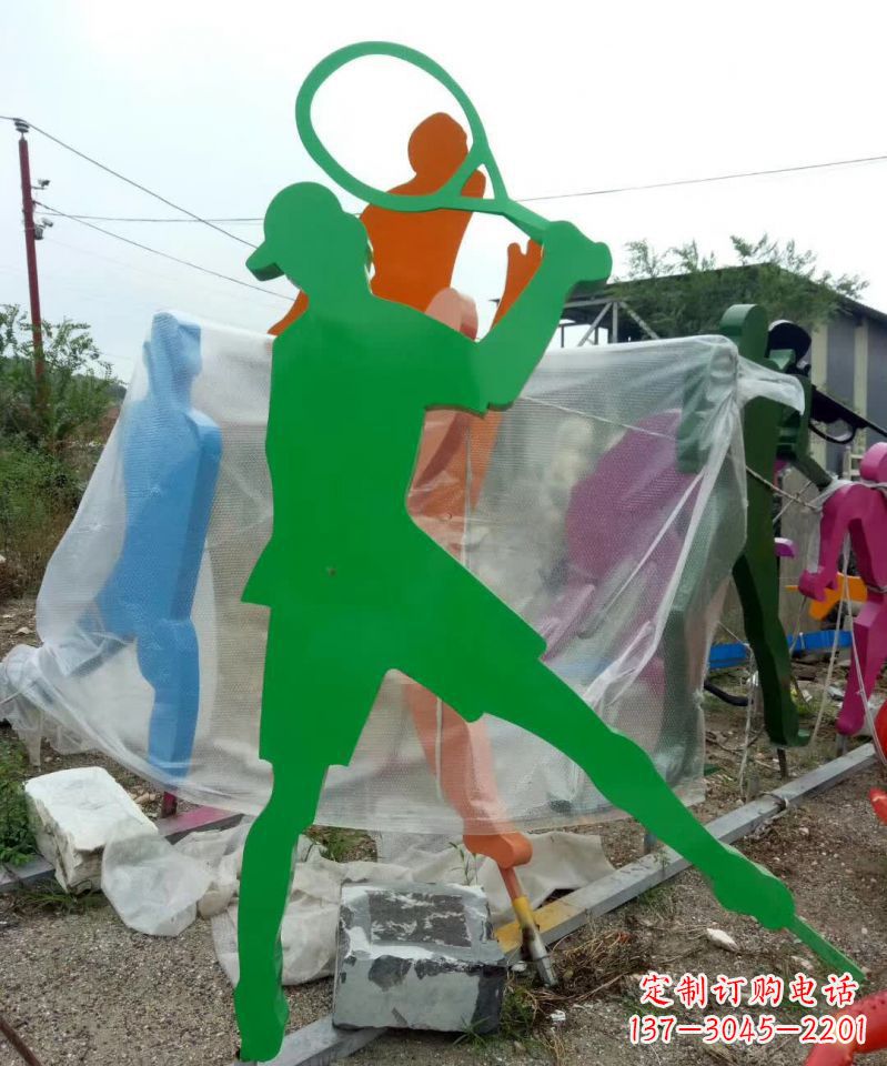 泸州不锈钢打羽毛球抽象人物雕塑