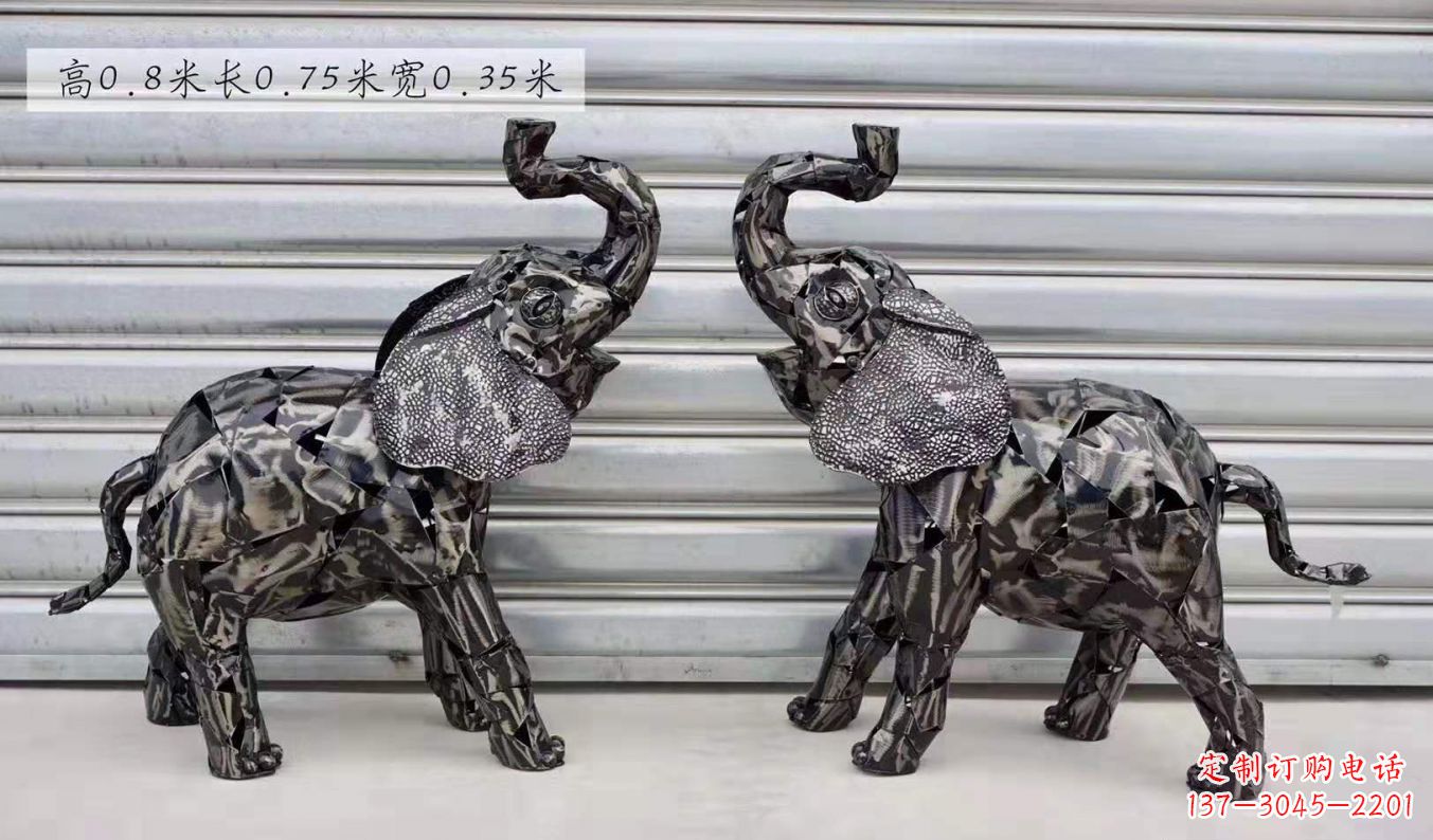 泸州不锈钢大象雕塑精美的摆件装饰