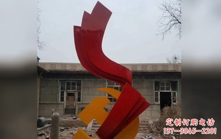 泸州不锈钢党徽雕塑——为共产主义奠基