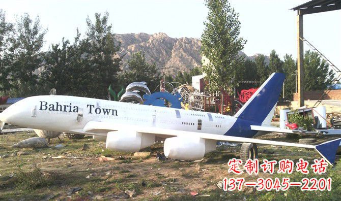 泸州静静躺在大地上的不锈钢飞机雕塑