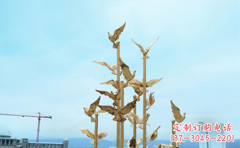 泸州不锈钢飞翔的鸽子雕塑传递自由、和平的美好祝愿