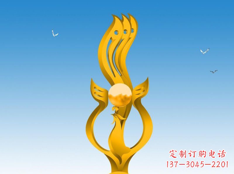 泸州不锈钢凤凰雕塑灿烂外形,精美艺术