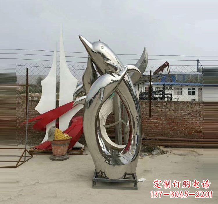 泸州不锈钢海豚雕塑——象征着动物自由的象征