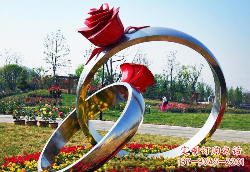 泸州不锈钢公园玫瑰花戒指雕塑精致精美的礼物