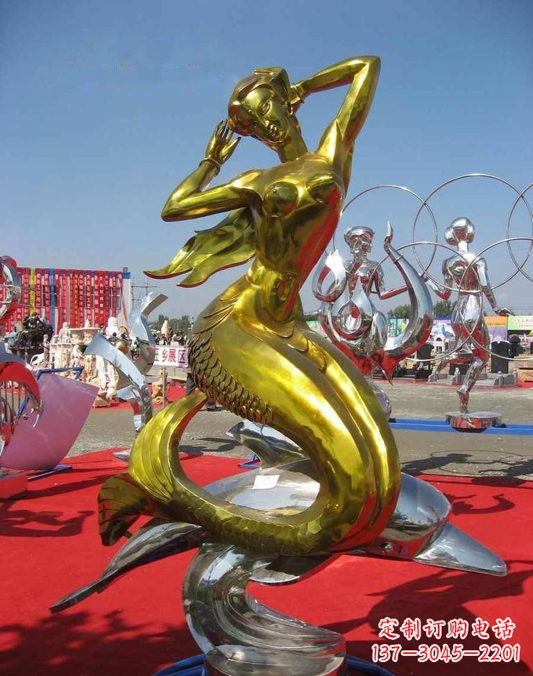泸州不锈钢美人鱼雕塑——美丽的象征