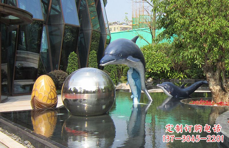 泸州不锈钢海豚景观雕塑创造精美绝伦的企业公园