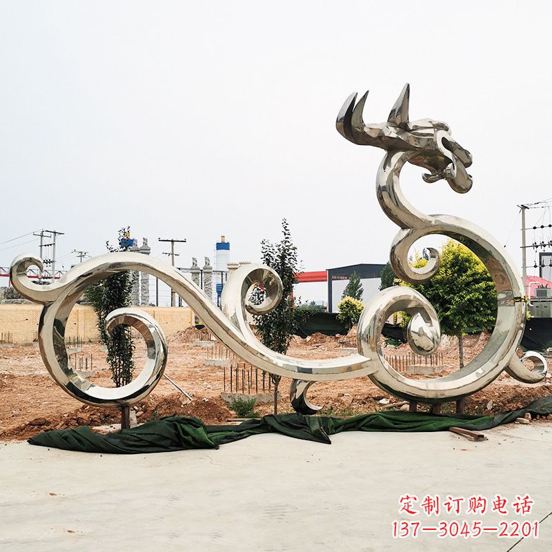 泸州不锈钢花边龙形雕塑传承中华文化精髓