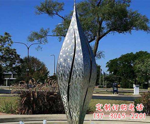 泸州不锈钢花骨朵喷泉雕塑精致细节展现精美艺术