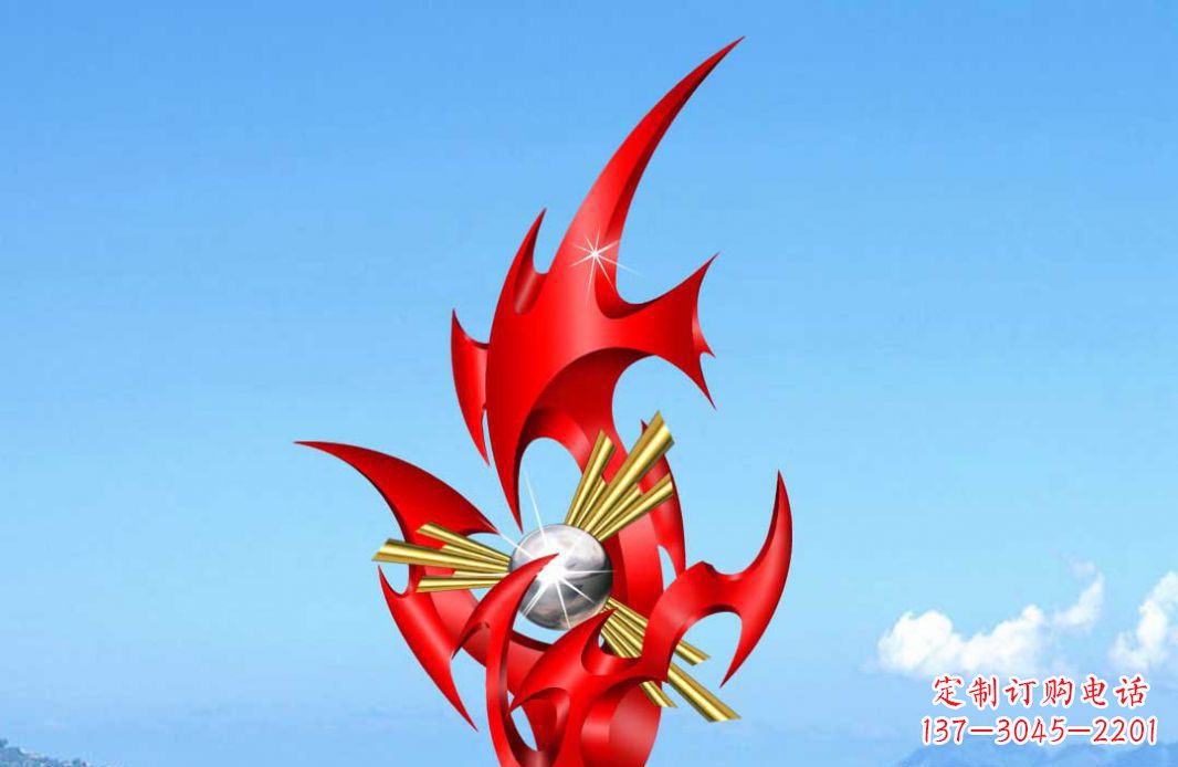 泸州不锈钢火苗抽象景观雕塑给城市添彩