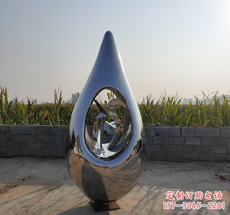 泸州不锈钢水滴雕塑展现自然之美