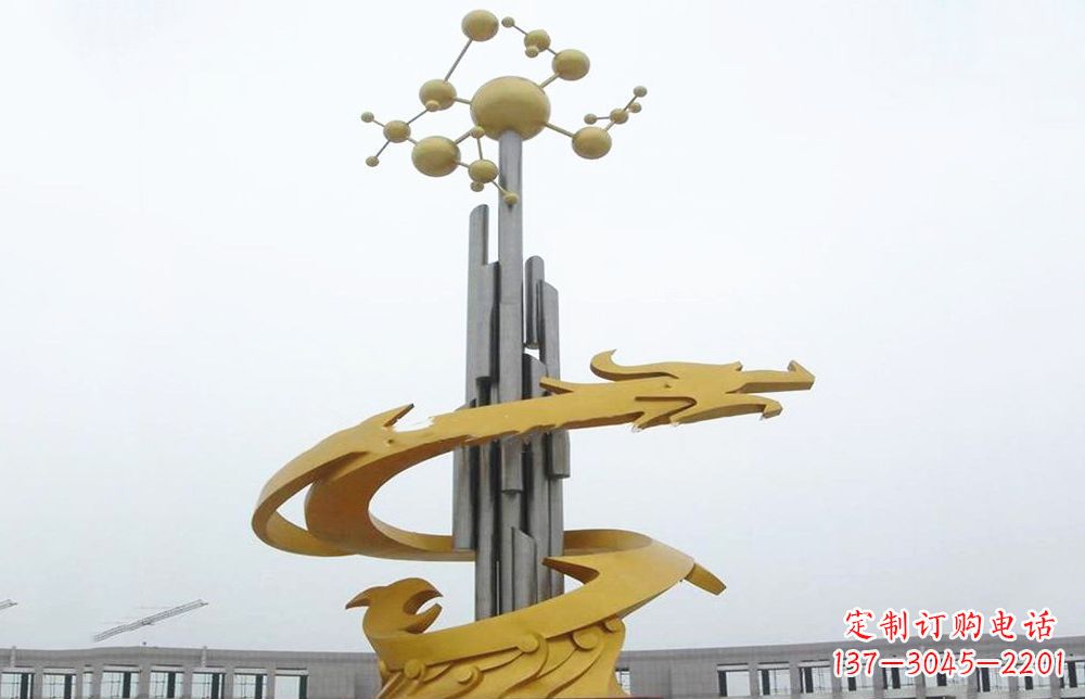 泸州龙雕塑——点缀不锈钢城市景观
